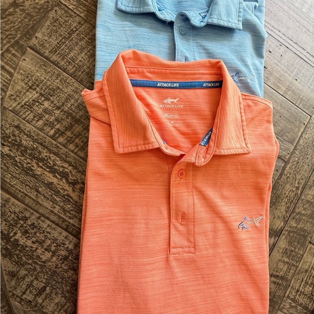 Attack Life Orange and Blue Polo Shirts
